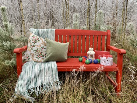 Festive Red Garden Bench - Siberian Larch